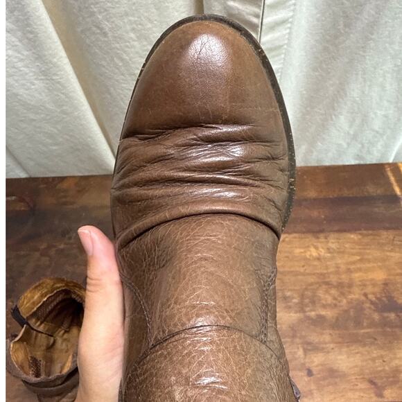 Naya Virtue Brown Leather Ankle Boots Women's Size 6 1/2 Buckle Zip Western Boho - Picture 14 of 14